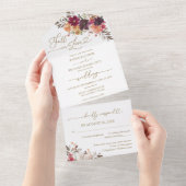 Invitation Tout En Un Chute en amour Mariage Citrouille Bourgogne (Déchirure)