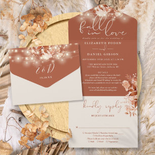 Invitation Tout En Un Chute En Amour Rustique Floral Mariage