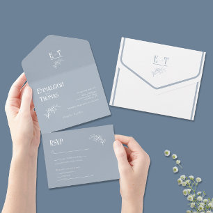 Invitation Tout En Un Ciel bleu ciel bleu simple Mariage moderne