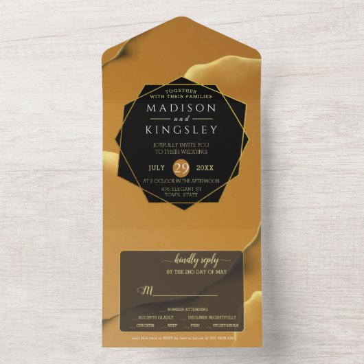 Invitation Tout En Un Ciel doré Abstrait (À l'intérieur)