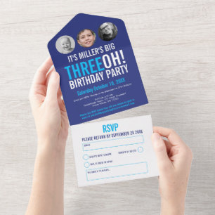 Invitation Tout En Un Ciel marine graphique bleu 30e anniversaire photo