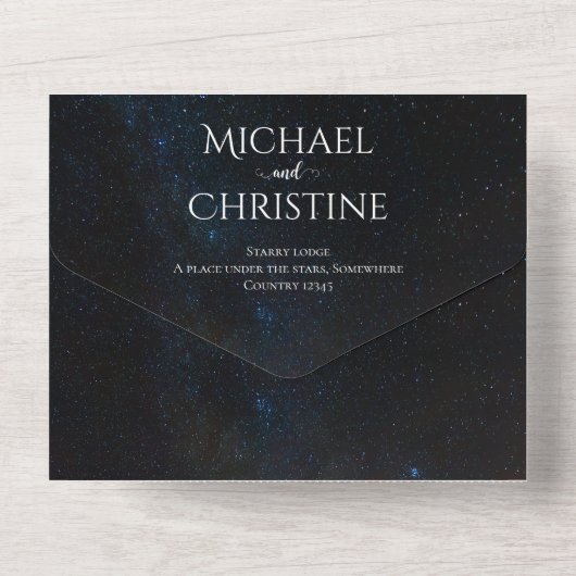 Invitation Tout En Un Ciel nocturne mariage sous les étoiles (Verso)