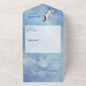 Invitation Tout En Un Cigogne dans le ciel nocturne avec bébé garçon afr (Dehors)