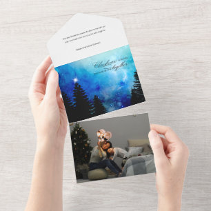 Invitation Tout En Un Citation de Noël avec Starry Night Sky & Woods