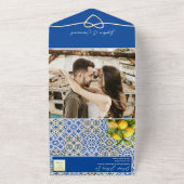 Invitation Tout En Un Citron bleu italien Carrelage Mariage (Dehors)