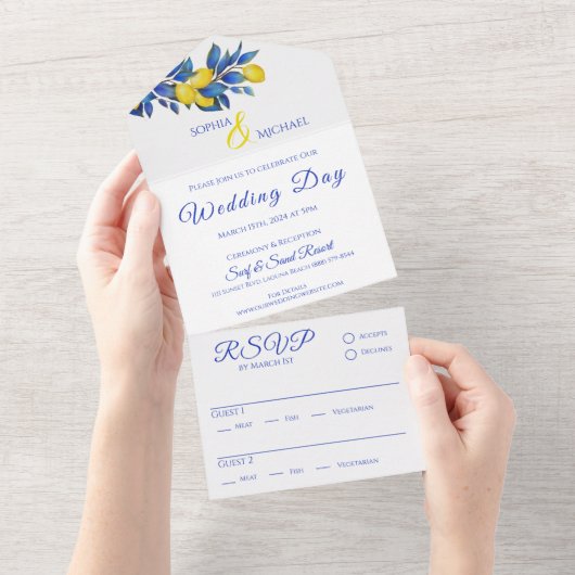 Invitation Tout En Un Citrons méditerranéens-Mariages (Déchirure)