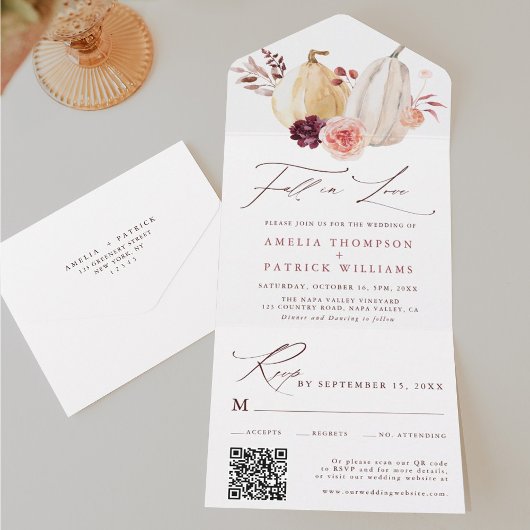 Invitation Tout En Un Citrouille Automne Automne Mariage