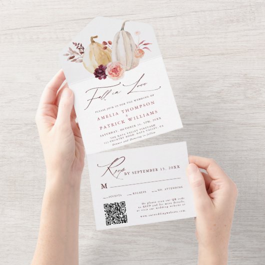 Invitation Tout En Un Citrouille Automne  Automne Mariage (Déchirure)