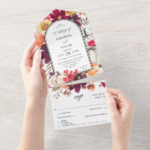 Invitation Tout En Un Citrouille blanc automne Mariage floral (Déchirure)