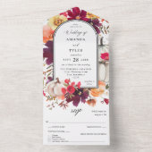 Invitation Tout En Un Citrouille blanc automne Mariage floral (À l'intérieur)