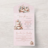 Invitation Tout En Un Citrouille d'automne rose pâle tout en un Baby sho (À l'intérieur)