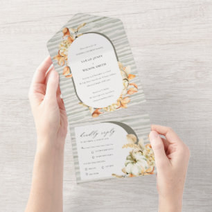 Invitation Tout En Un Citrouille de automne rustique Mariage d'arche flo