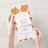 Invitation Tout En Un Citrouille Feuille Mariage de automne Tout en un (Déchirure)