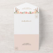 Invitation Tout En Un Citrouille rose rustique et Pêche Mariage floral (Dehors)