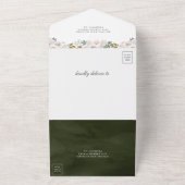 Invitation Tout En Un Citrouille vert foncé et Mariage floral blanc (Dehors)