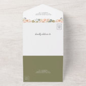 Invitation Tout En Un Citrouille vert Sage et Mariage floral Dusty Peach (Dehors)