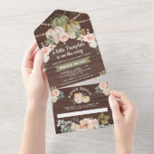 Invitation Tout En Un Citrouille vert Sage Pêcher Baby shower en bois fl (Déchirure)