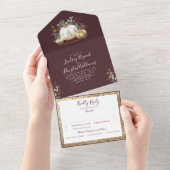 Invitation Tout En Un Citrouilles dorées Eucalyptus Automne Rouge Bourgo (Déchirure)