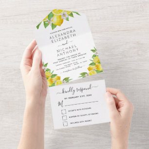 Invitation Tout En Un Citrus citron Mariage jaune printemps été