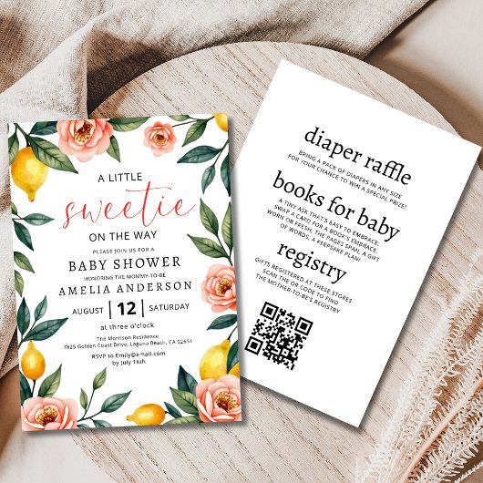 Invitation Tout en un Citrus Citrus Floral Baby shower d'été