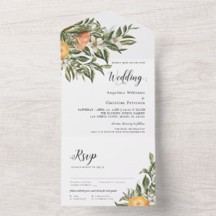 Invitation Tout En Un Citrus en fleurs de mandarine   Mariage verdoyant