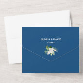 Invitation Tout En Un Classic Blue Floral QR Code Tout en un (Verso)