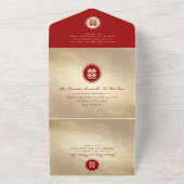 Invitation Tout En Un Classic Cercle Double Bonheur Mariage chinois (Dehors)
