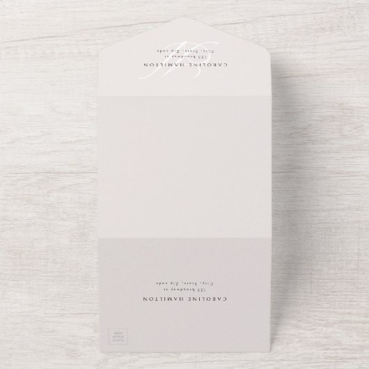 Invitation Tout En Un Classic Elegance calligraphie monogramme mariage (Dehors)