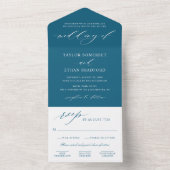 Invitation Tout En Un Classic Elegant Blue Sapphire Mariage (À l'intérieur)