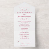 Invitation Tout En Un Classic Élégant Mariage officiel Magenta Rouge Bud (À l'intérieur)