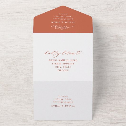 Invitation Tout En Un Classic Elegant Rust Orange Mariage (Dehors)