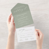 Invitation Tout En Un Classic Elegant Sage Green Mariage (Déchirure)