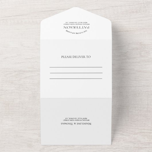 Invitation Tout En Un Classic Formal Blanc 2 Photo RSVP Mariage (Dehors)