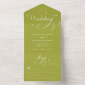 Invitation Tout En Un Classic Formal Lime Green Calligraphy Wedding (À l'intérieur)
