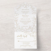 Invitation Tout En Un Classic Gold Green Mariage Entree Choice (À l'intérieur)