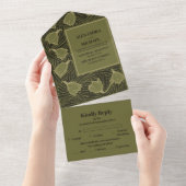 Invitation Tout En Un Classic Green Art nouveau Mariage (Déchirure)