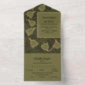 Invitation Tout En Un Classic Green Art nouveau Mariage (À l'intérieur)
