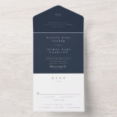 Invitation Tout En Un Classic Marine moderne Blue Elegant Wedding (À l'intérieur)