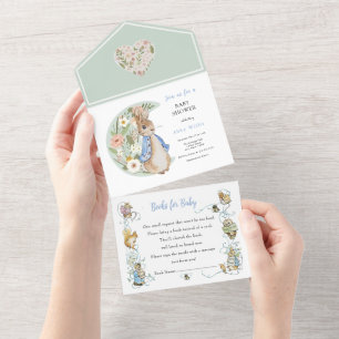 Invitation Tout En Un Classic Pierre le Baby shower de lapin tous en un