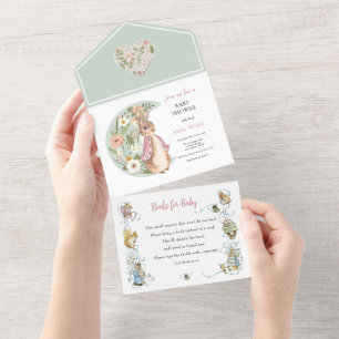 Invitation Tout En Un Classic Pierre le Baby shower de lapin tous en un