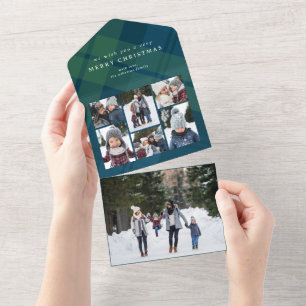 Invitation Tout En Un Classic vacances plaid collage de Noël triplé