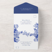 Invitation Tout En Un Classique Bleu & Blanc Lotus Floral Chinoiserie (Dehors)