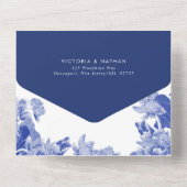 Invitation Tout En Un Classique Bleu & Blanc Lotus Floral Chinoiserie (Verso)