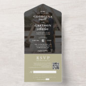 Invitation Tout En Un Classy Sage Green RSVP Photo QR Code Mariage (À l'intérieur)