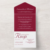 Invitation Tout En Un Clean simple Burgundy white wedding (À l'intérieur)