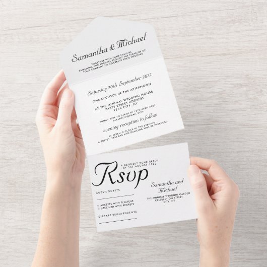 Invitation Tout En Un Clean Simple Wedding (Déchirure)
