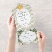 Invitation Tout En Un Coastal Chic Sun Palm Tree Wedding Dinner (Déchirure)