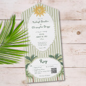 Invitation Tout En Un Coastal Chic Sun Palm Tree Wedding QR Code
