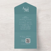Invitation Tout En Un Code QR ANDREA Dark Teal Simple Minimal Mariage (À l'intérieur)