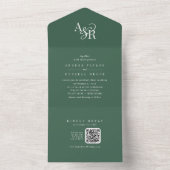 Invitation Tout En Un Code QR ANDREA Mariage Simple Minimal Vert Foncé (À l'intérieur)